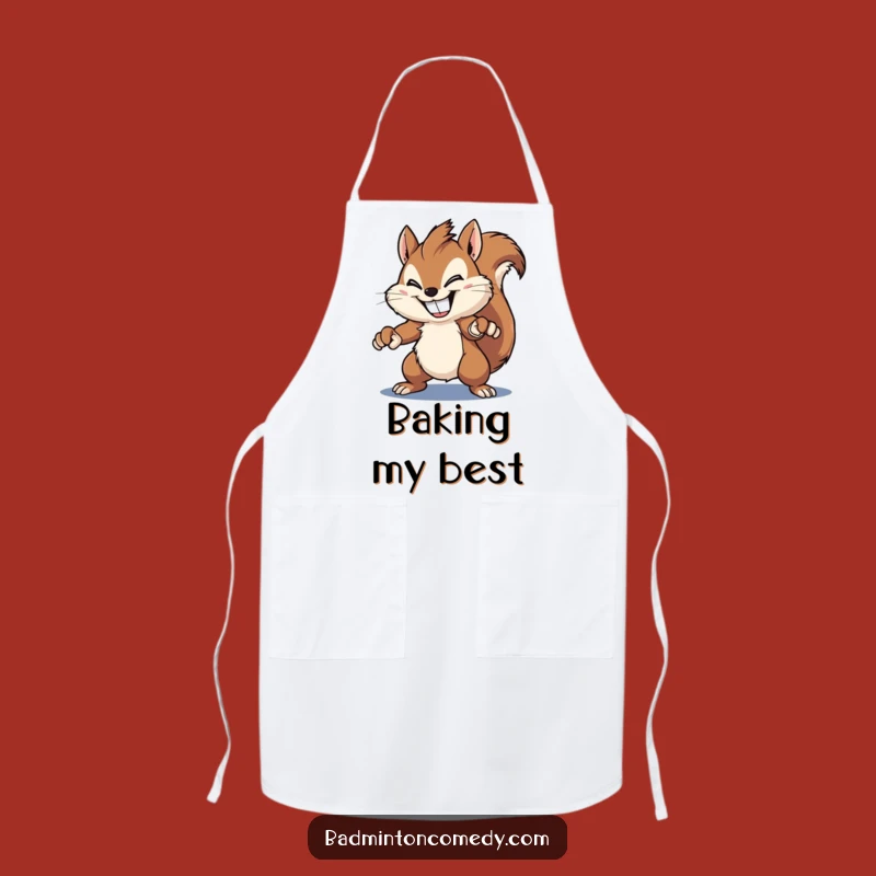 Funny Squirrel Smash Chef Apron - Cook with Grinning Rodent's Powerful Badminton Flair