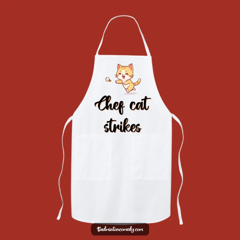 Funny Cat Badminton Apron: Joyful Feline Kitchen Chase - Hilarious Cook Gift!