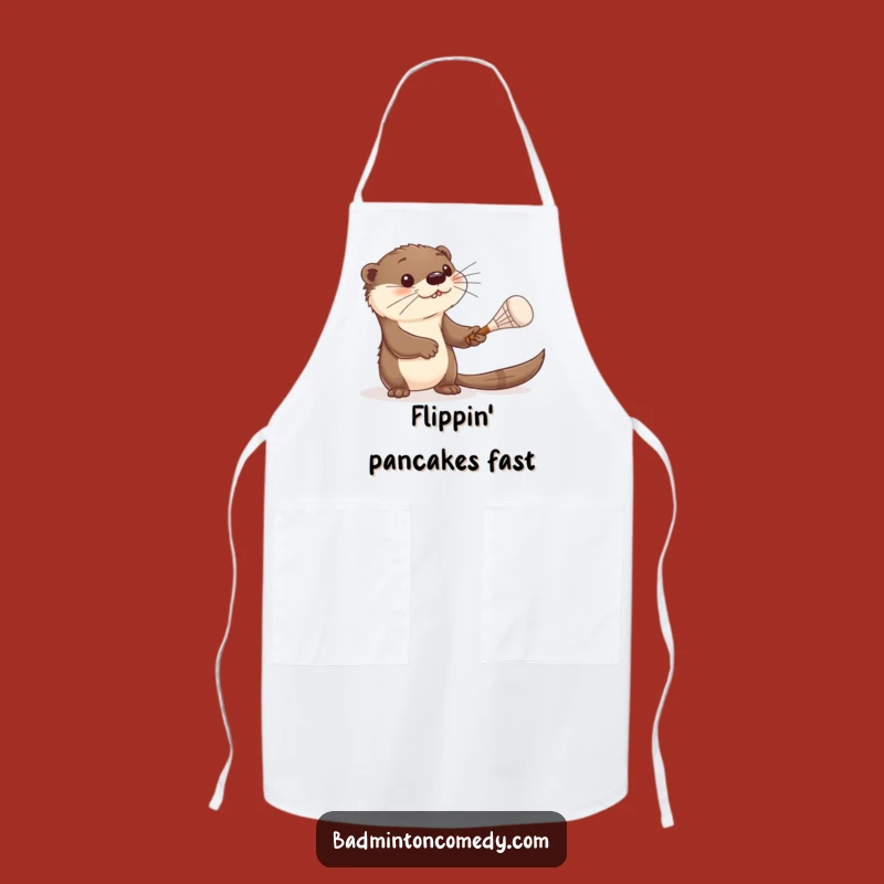 Funny Otter Badminton Chef Apron - Cook with Curious Creature's Playful Racket Flair