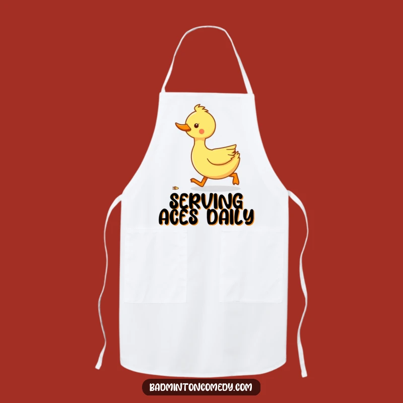 Funny Duck Badminton Apron - Kitchen Fun with Shuttlecock Chase Gift
