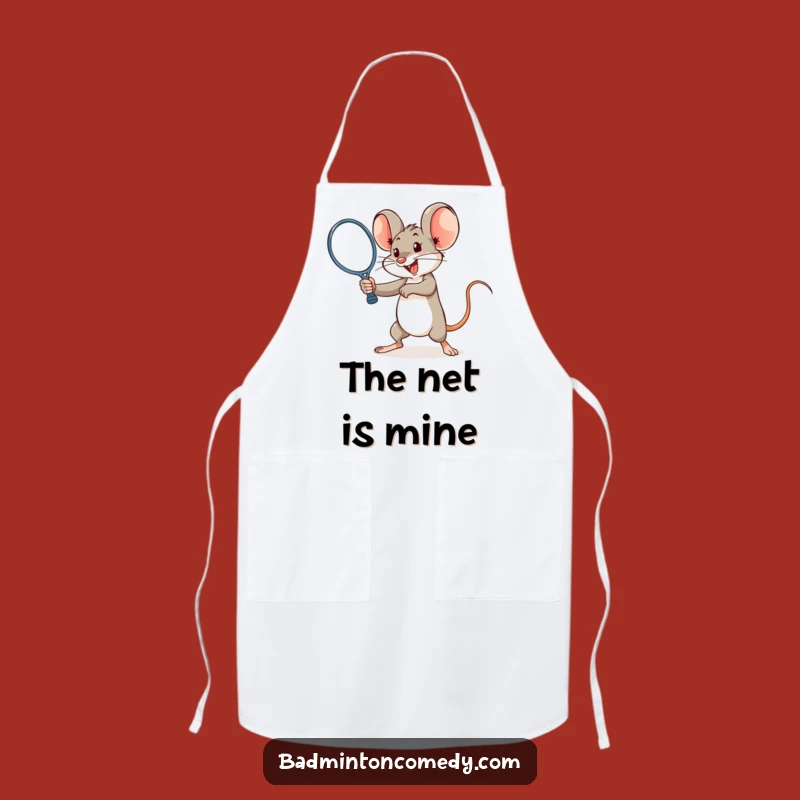 Funny Mouse Badminton Apron - Kitchen Power Smash Fun Gift