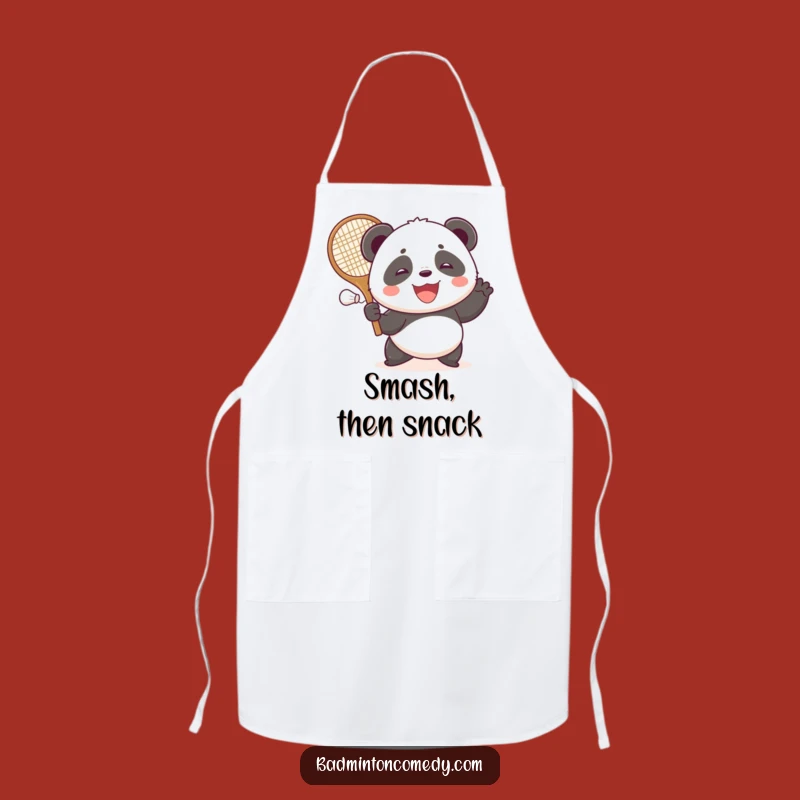 Funny Panda Badminton Apron: Happy Bear Shuttlecock Kitchen Gear, Hilarious Cooking Gift