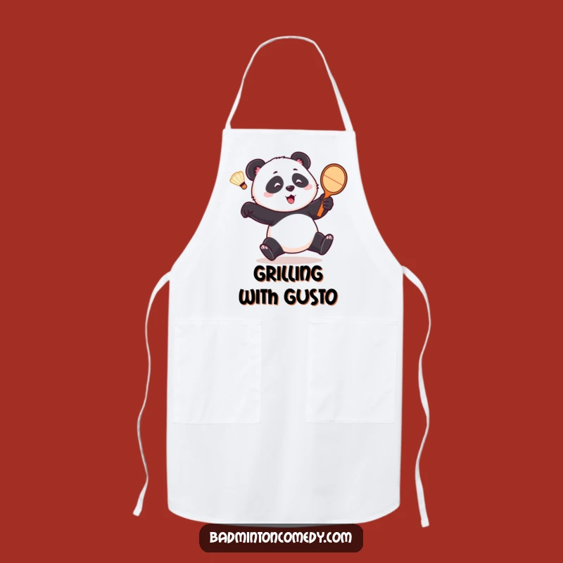 Funny Panda Badminton Chef Apron - Cook with Playful Bear's Comical Chase Style