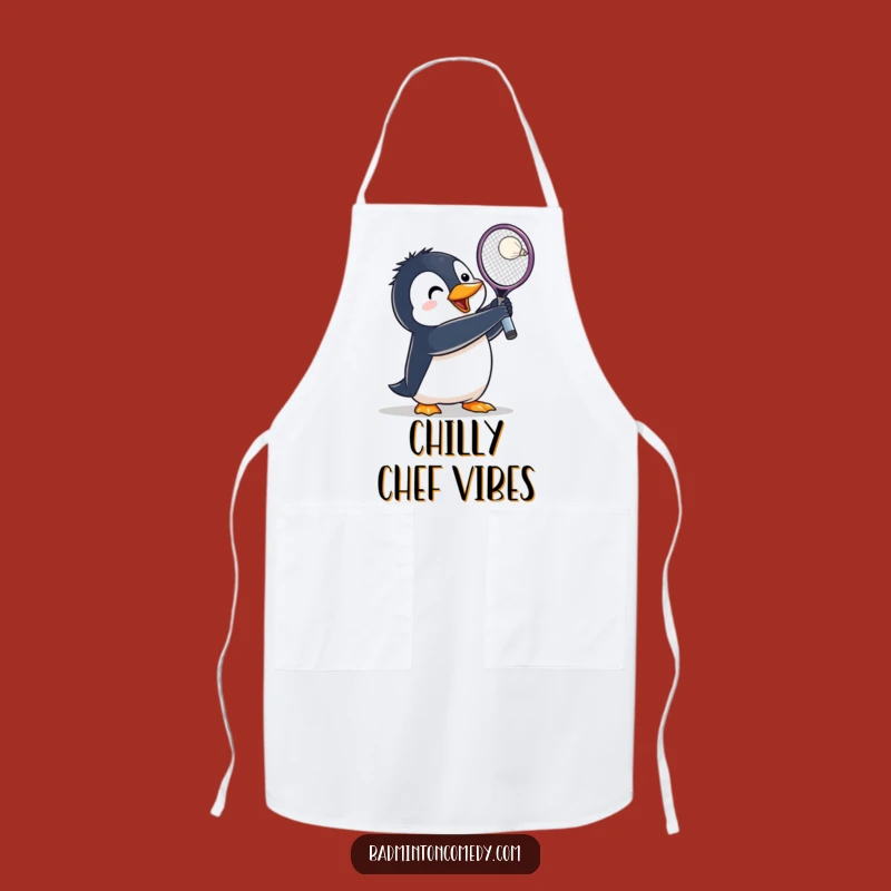 Funny Penguin Badminton Apron: Lunging Bird Smash - Hilarious Cook Gift!