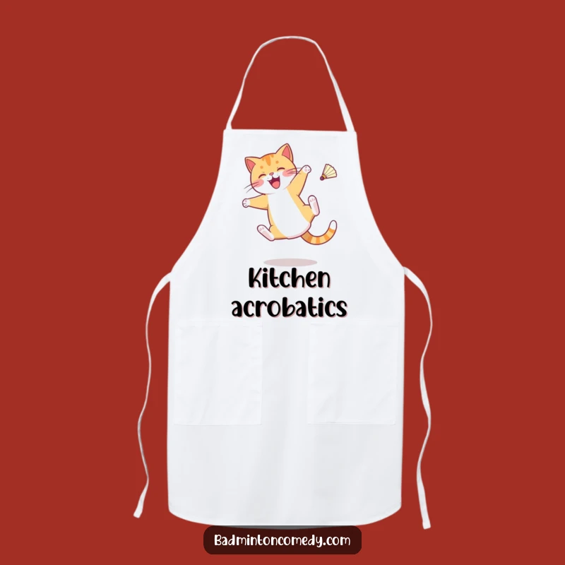 Funny Cat Badminton Apron: Kitchen Cartwheel Accessory, Great Funny Gift for Cooks