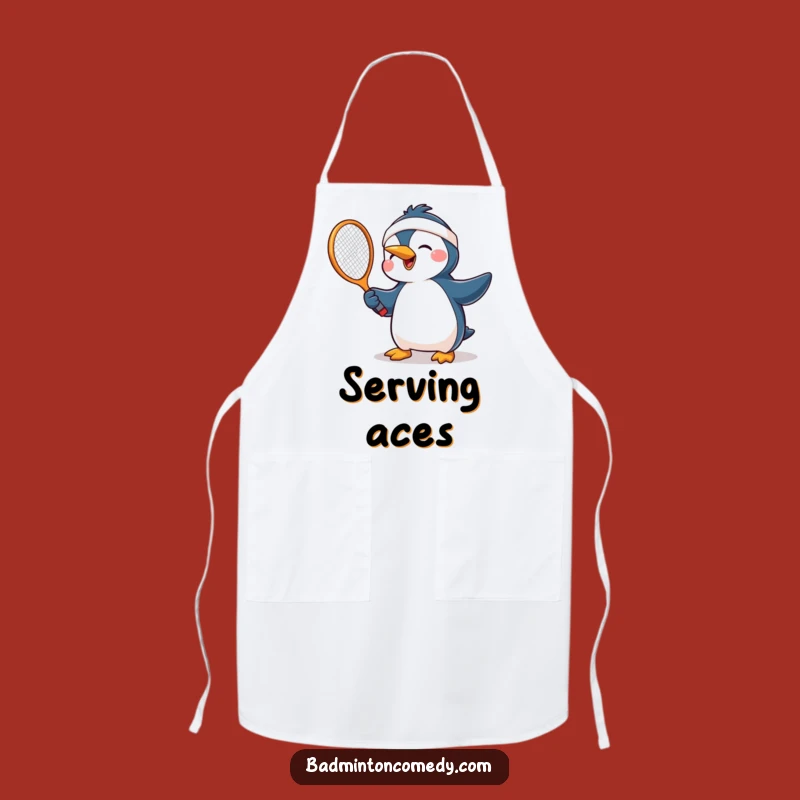 Funny Penguin Racket Apron: Humorous Joyful Chef's Kitchen Gift for Tennis Fans