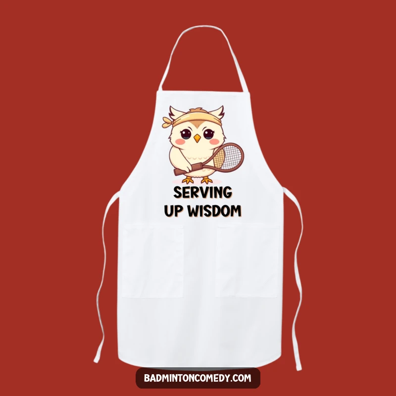 Funny Owl Tennis Apron: Kitchen Badminton Player Accessory, Great Funny Gift