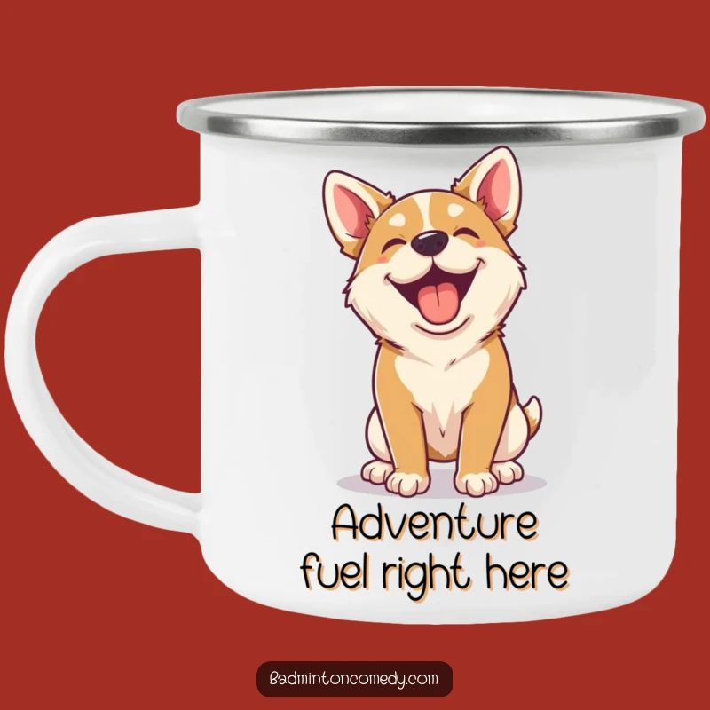 Funny Dog Badminton Camping Mug - Happy Panting Outdoor Fun Gift