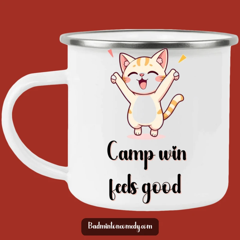 Funny Cat Camping Mug: Adventurous Jumper, Perfect Outdoor Gift