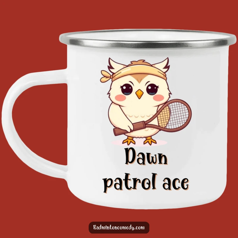 Funny Owl Tennis Camping Mug: Durable Badminton Player Cup, Perfect Funny Gift