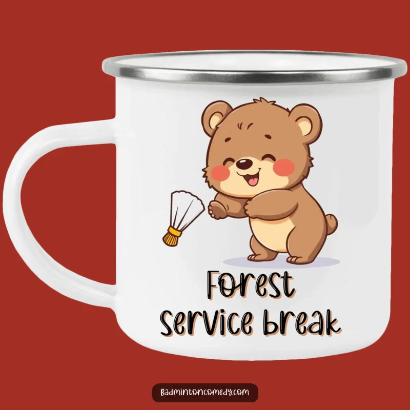Funny Bear Cub Badminton Camping Mug: Adventure Fuel with Cubby Spirit