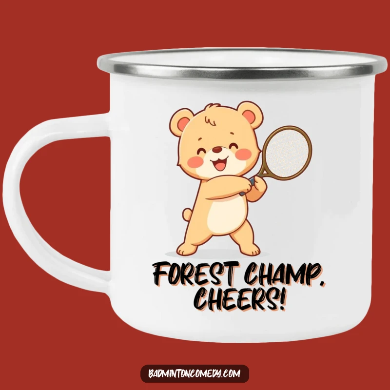Funny Bear Cub Racket Victory Camping Mug: Humorous Outdoor Tennis Fan Gift