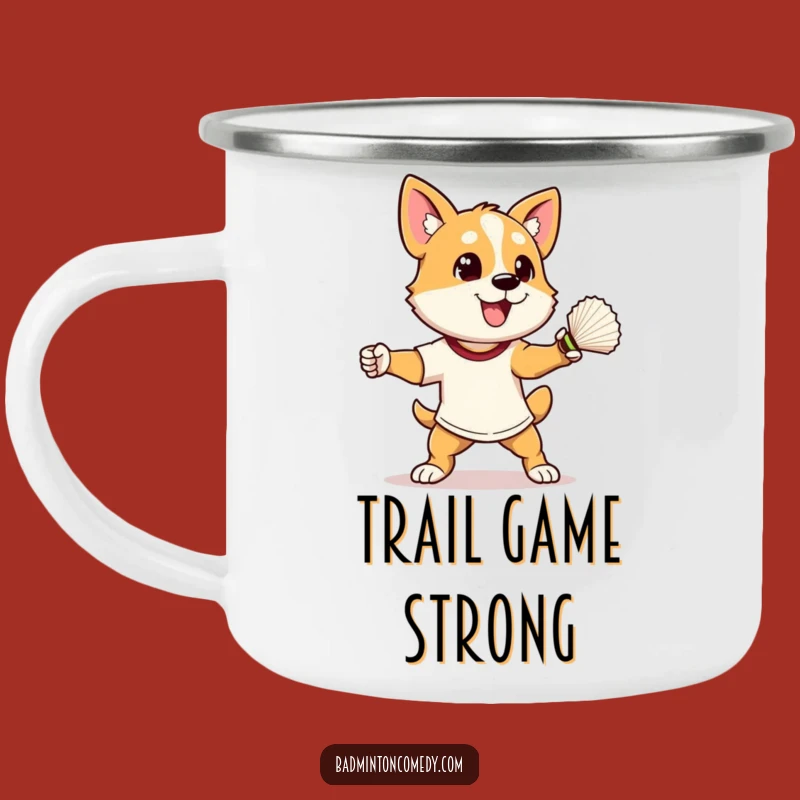 Funny Dog Badminton Smash Camping Mug: Adventure Fuelled by Athletic Humor
