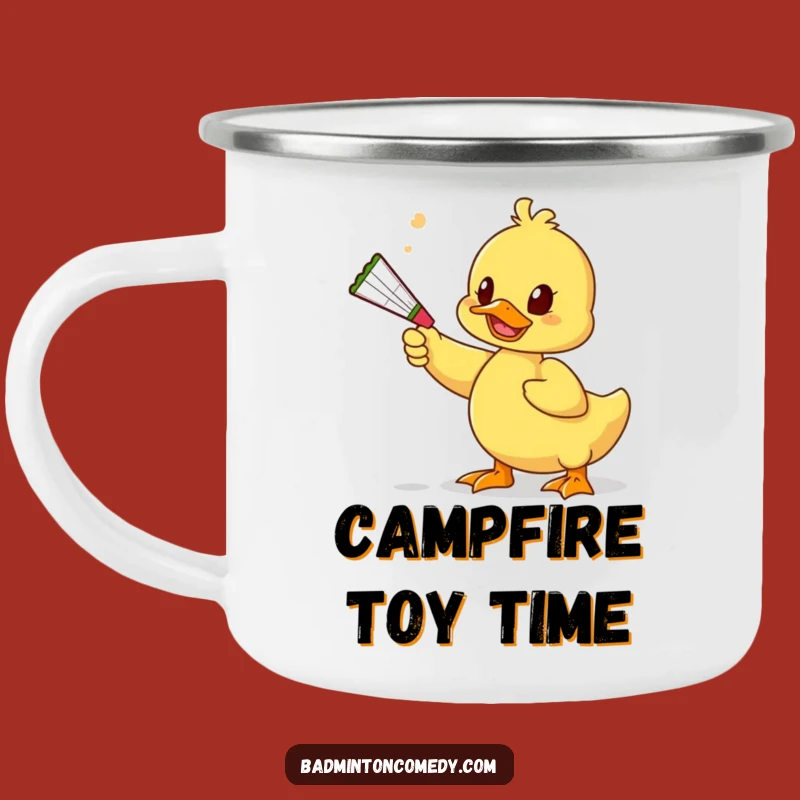 Funny Duck Play Camping Mug - Rugged Quirky Badminton Buddy