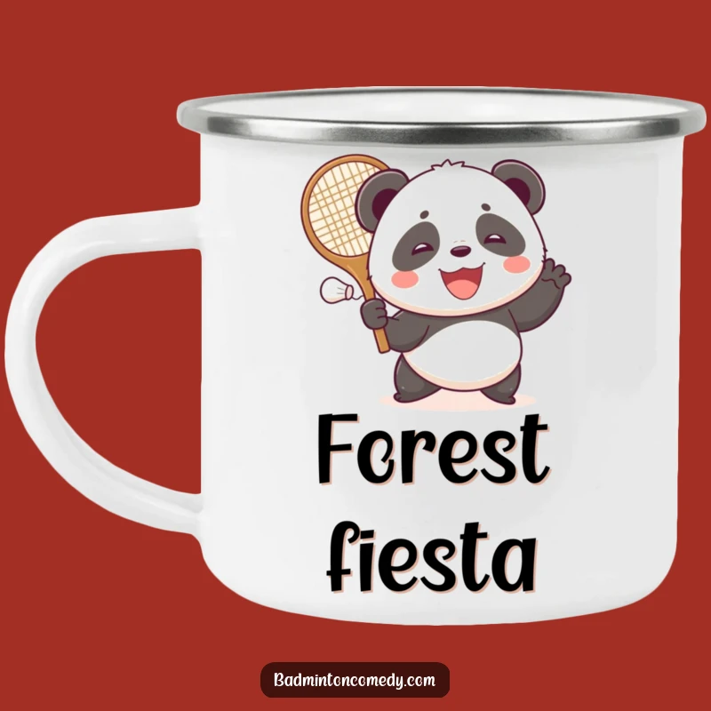 Funny Panda Badminton Camping Mug: Durable Bear Shuttlecock Cup, Great Outdoor Gift