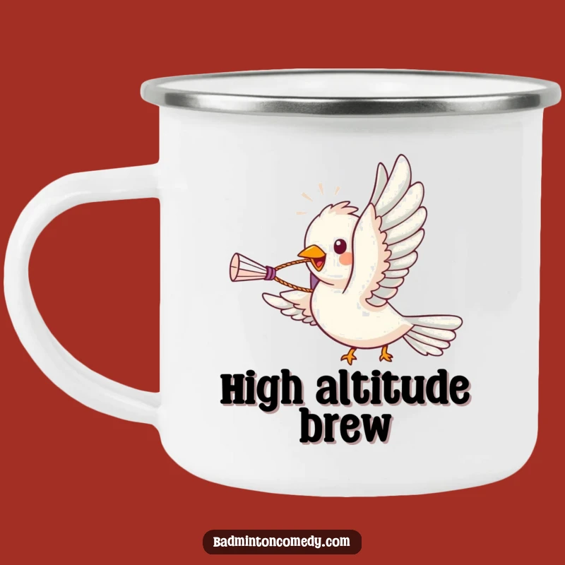 Funny Bird Badminton Ace Camping Mug: Adventure Fuelled by Avian Spirit