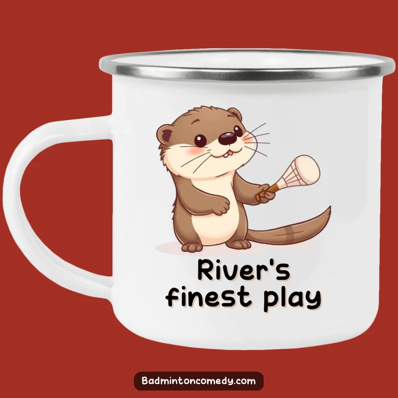 Funny Otter Badminton Camper Mug - Outdoor Adventures with Curious Creature's Play