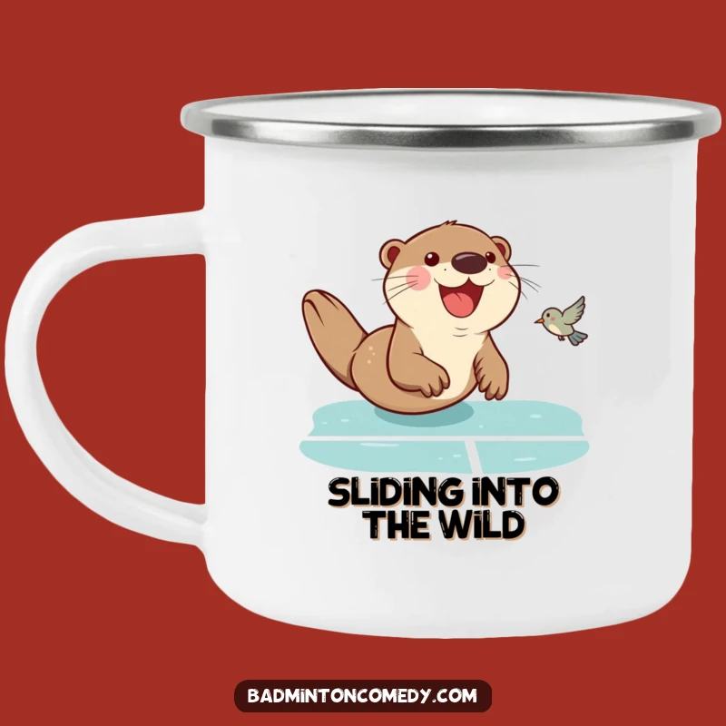 Funny Otter Badminton Camping Mug: Outdoor Court Fun Gift