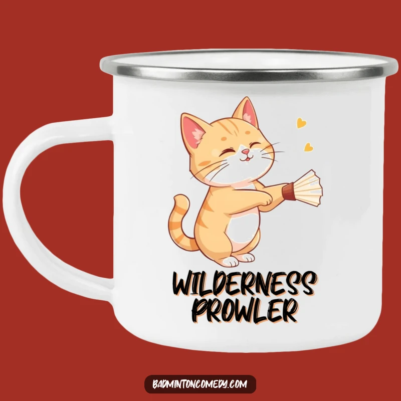 Funny Cat Badminton Camping Mug: Durable Feline Shuttlecock Cup, Great Outdoor Gift