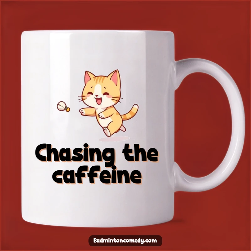 Funny Cat Badminton Mug: Joyful Feline Shuttlecock Chase - Perfect Gift!