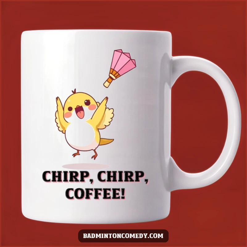 Funny Bird Badminton Mug: Energetic Shuttlecock Hitter Design, Perfect Funny Gift