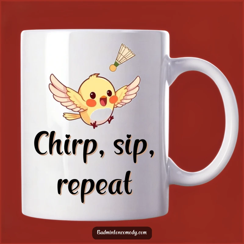 Funny Bird Badminton Mug - Tiny Fluttering Shuttlecock Chase Gift