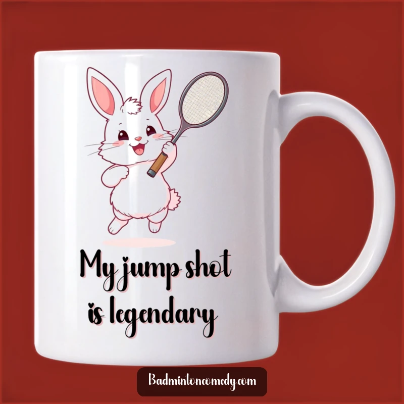 Funny Bunny Badminton Champion Mug - Enthusiastic Fluffy Gift for Players