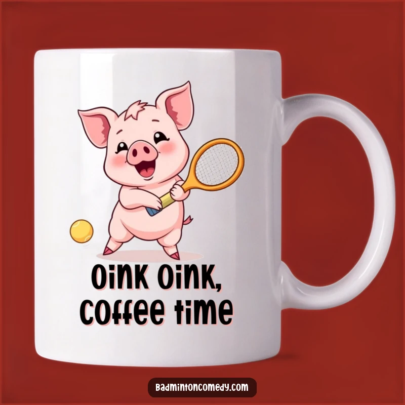 Funny Happy Piglet Mug - Joyful Badminton Return Gift for Players