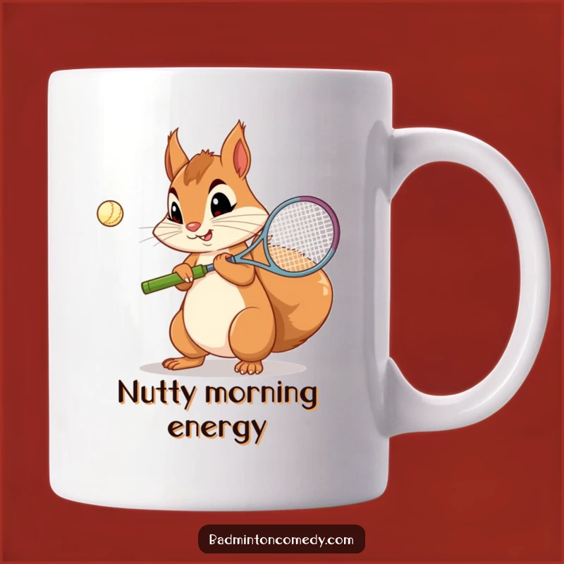 Funny Squirrel Badminton Mug: Focused Serve Gift for Players