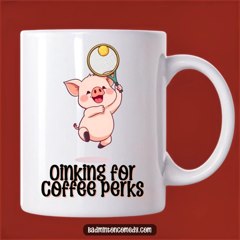 Funny Piglet Badminton Hero Mug - Gleeful Jumper Sports Gift