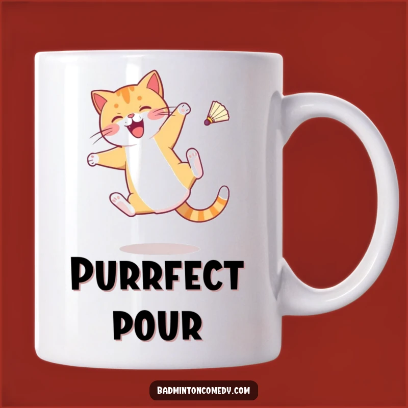 Funny Cat Badminton Mug: Agile Cartwheel Design, Perfect Funny Gift for Cat Lovers
