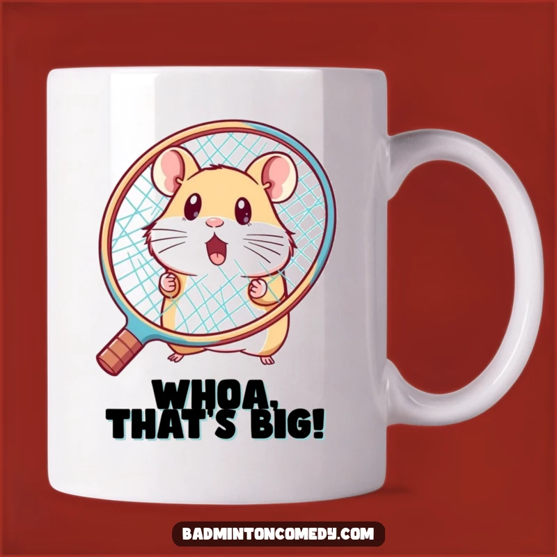 Funny Hamster Surprise Badminton Mug: Hilarious Gift for Tennis Players and Pet Fans
