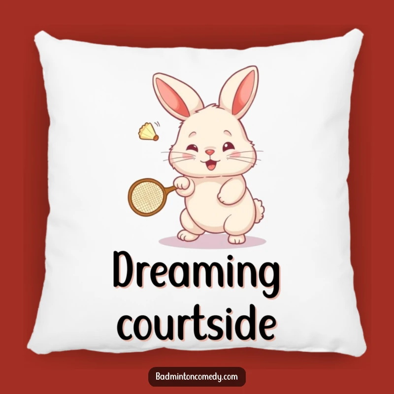 Funny Bunny Badminton Pillow: Cute Fluffy Rabbit Shuttlecock Smash Comfort - Cozy Gift!