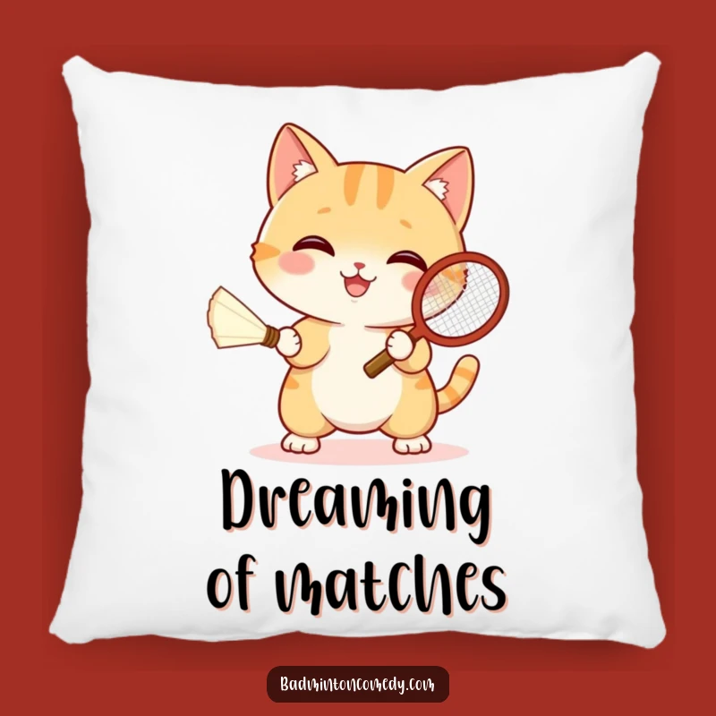 Funny Cat Badminton Pillow: Cozy Comfort with Shuttlecock Playfulness