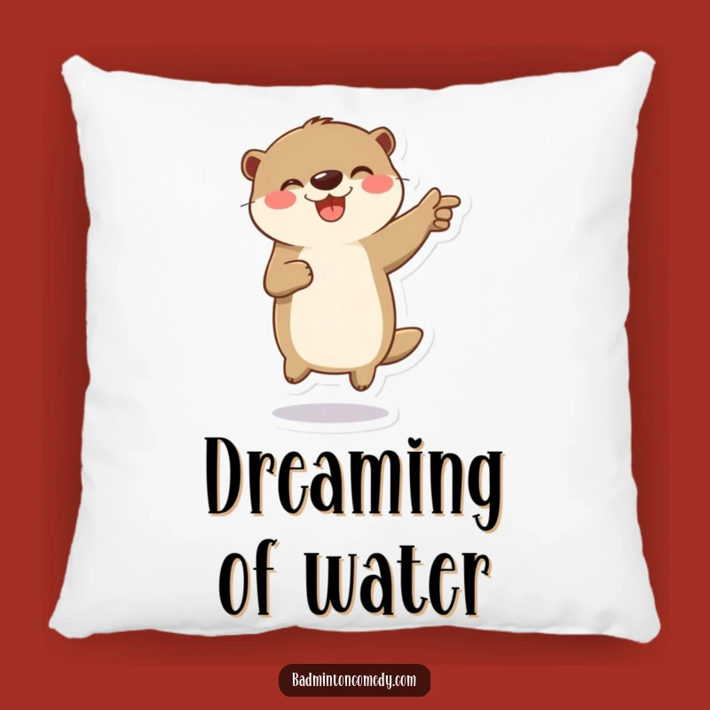 Funny Otter Badminton Pillow: Soft Jump Cushion, Comfy Funny Gift Accent