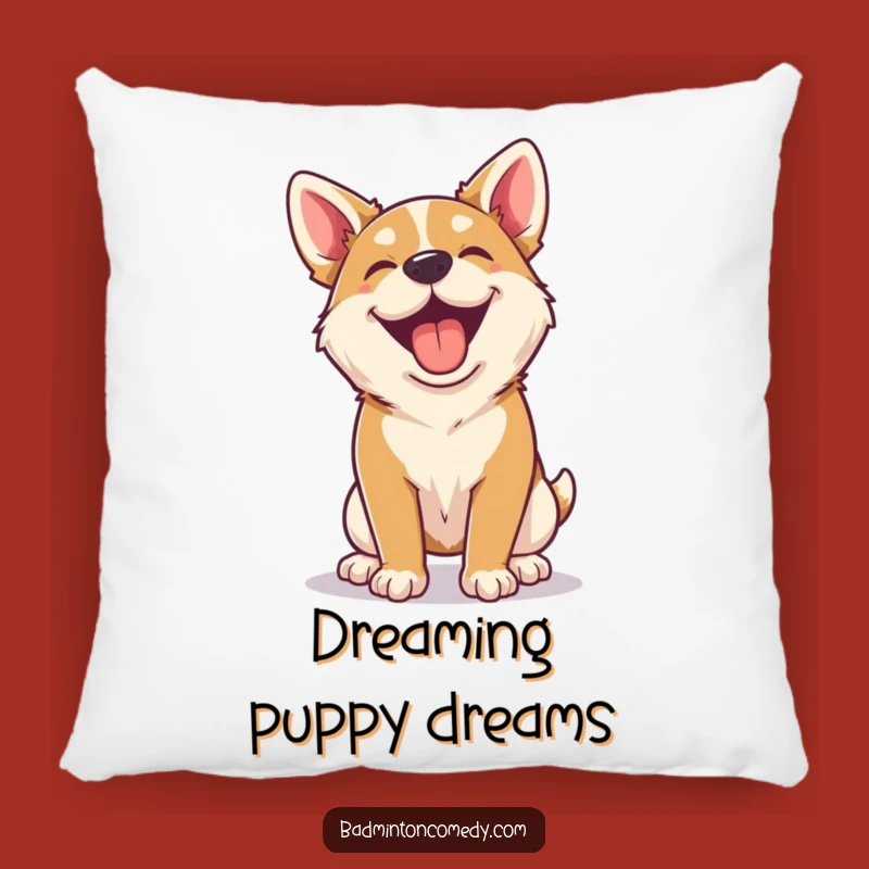 Funny Dog Badminton Pillow - Cozy Panting Comfort & Humor Gift