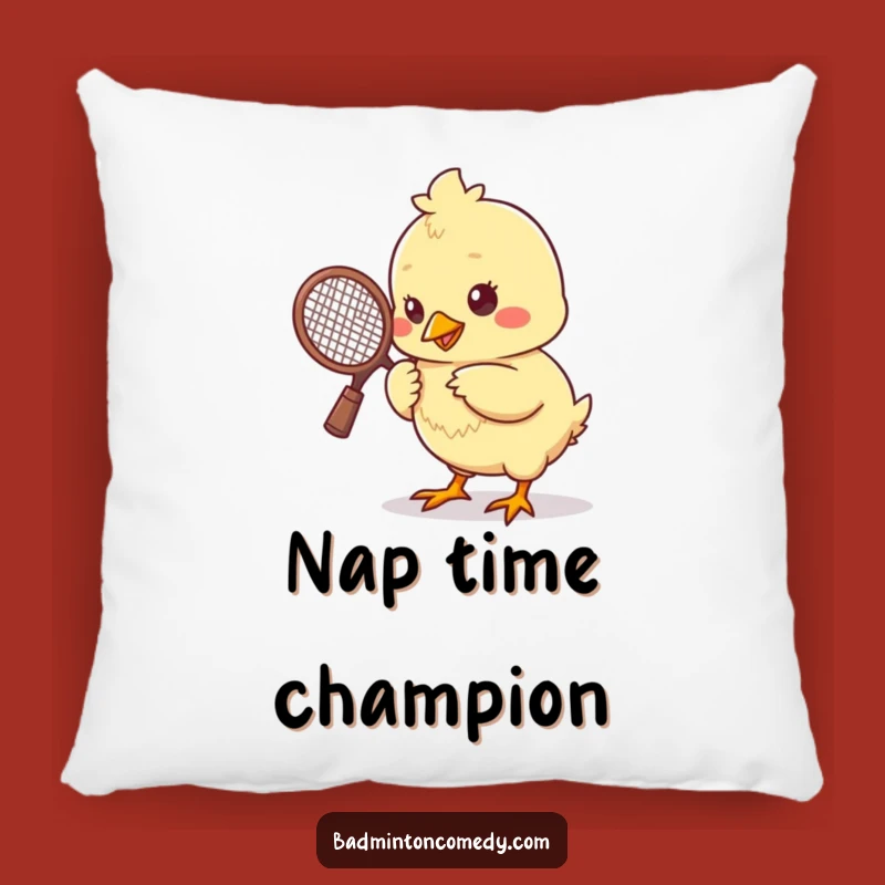 Funny Chick Badminton Pillow: Cozy Bird Shuttlecock Cushion, Adorable & Humorous Gift