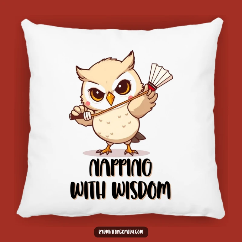 Funny Owl Badminton Pillow: Comfortable Focus Cushion