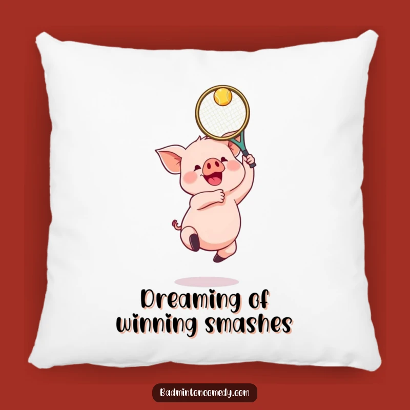 Funny Piglet Badminton Pillow - Gleeful Jumper Cushion Gift