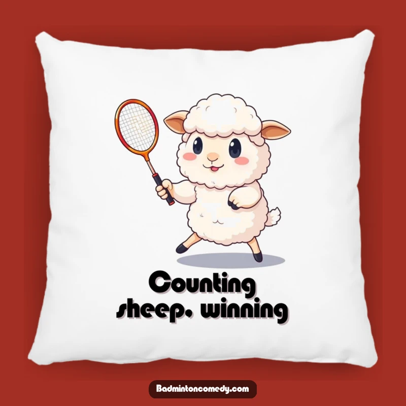 Funny Sheep Badminton Pillow: Cozy Ewe Shuttlecock Cushion, Adorable & Humorous Gift