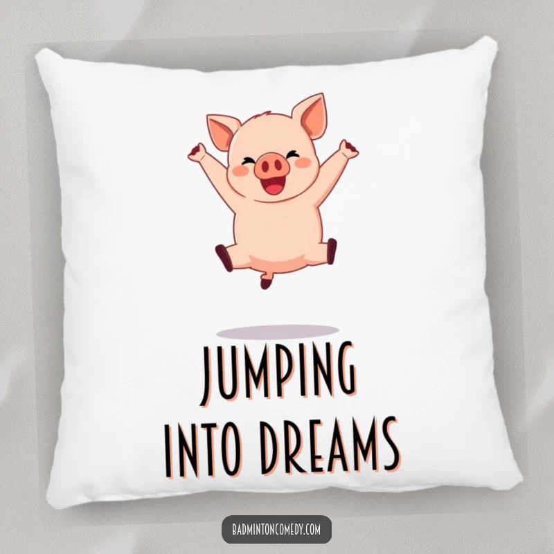 Funny Pig Basketball Pillow: A happy pig performing a dramatic jump shot, designed for comfort and humorous home decor.