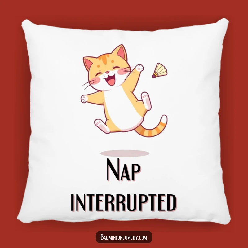 Funny Cat Badminton Pillow: Soft Cartwheel Cushion, Comfy Funny Gift Accent