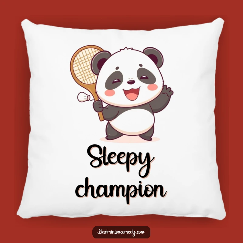Funny Panda Badminton Pillow: Cozy Bear Shuttlecock Cushion, Adorable & Humorous Gift