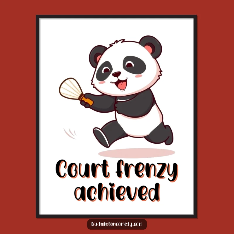 Funny Panda Badminton Digital Art: Energetic Court Chaser Print for Instant Fun