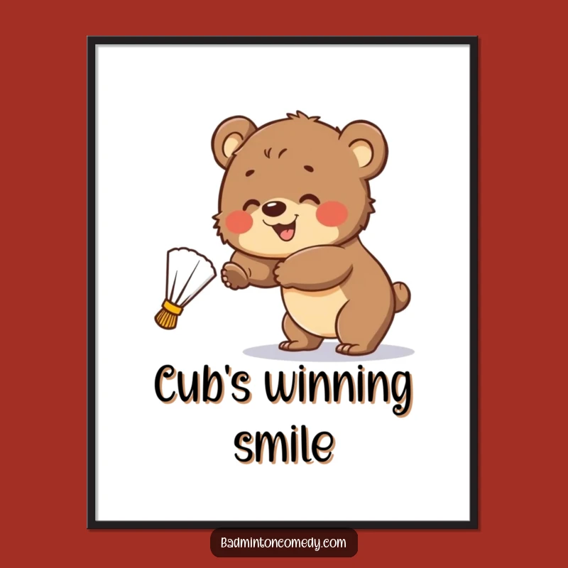 Funny Bear Cub Badminton Digital Art: Instant Adorable Decor