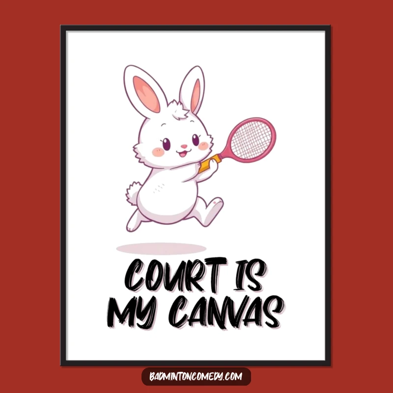 Funny Bunny Badminton Digital Art: Hilarious Printable Decor, Amazing Funny Gift!