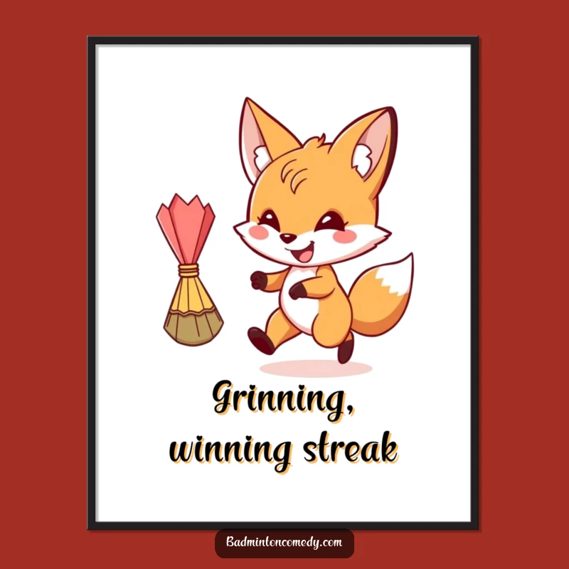 Funny Fox Badminton Digital Art: Whimsical Printable Decor, Amazing Funny Gift!