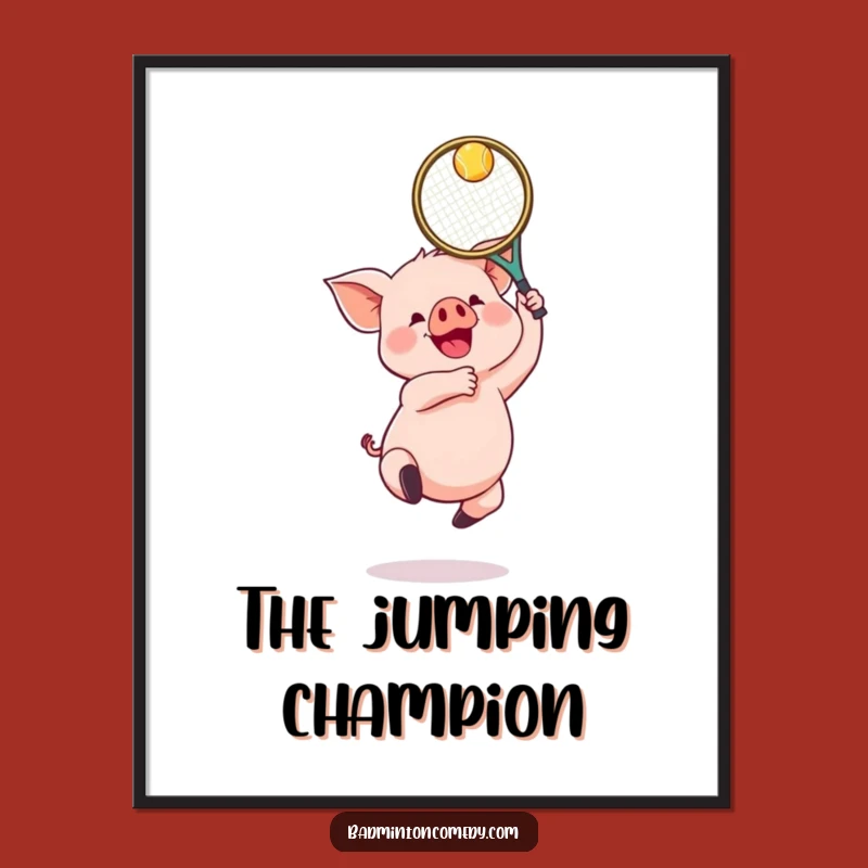 Funny Piglet Badminton Digital Print - Gleeful Jumper Artwork Gift