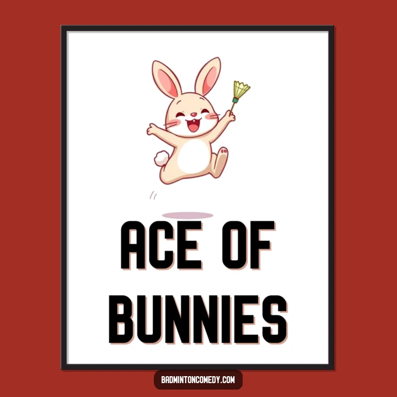 Funny Rabbit Badminton Digital Art: Instant Hilarious Decor for Sports Fans