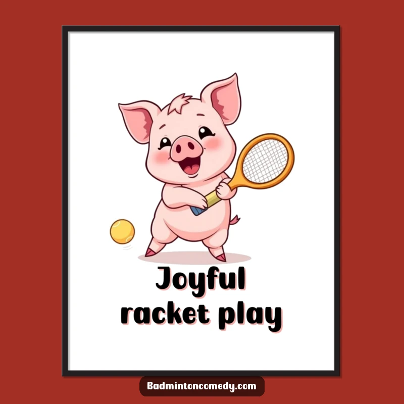 Funny Piglet Return Digital Art - High-Res Badminton Decor